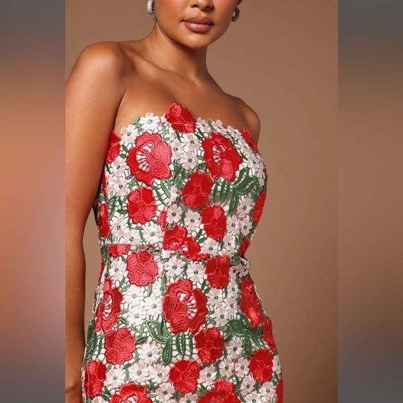 Fashion Nova Red Floral Mini Dress - Picture 3 of 8